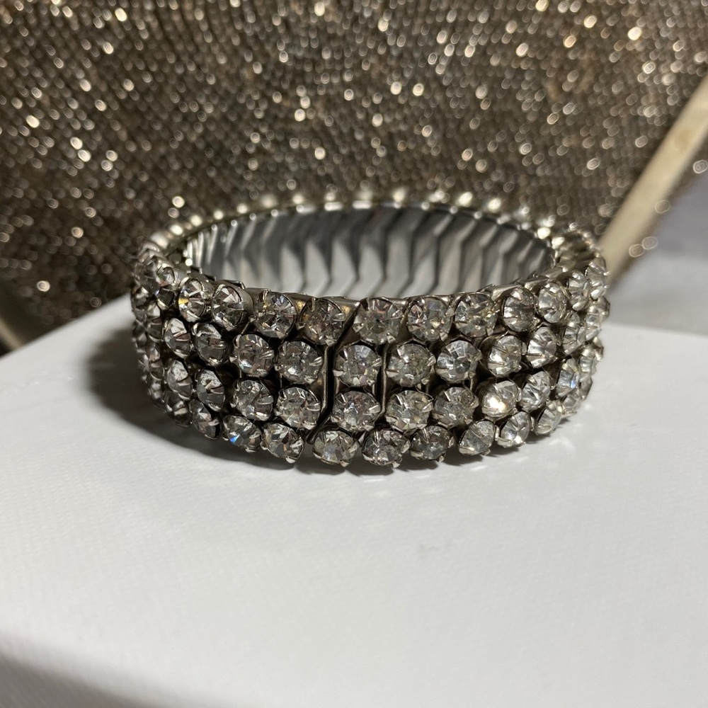 Vintage AIRFLEX 4 Row Rhinestone Cuff Bracelet